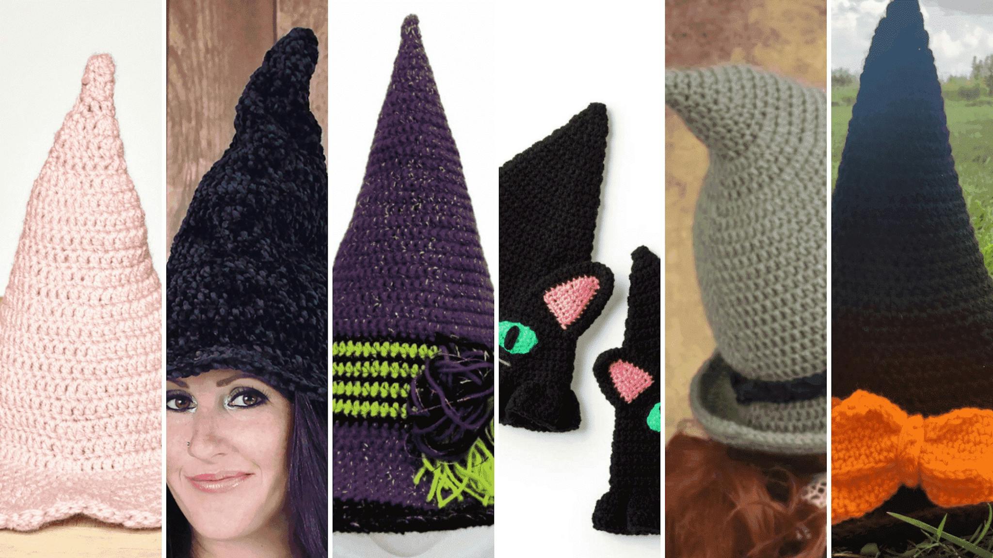 crochet halloween witch hats