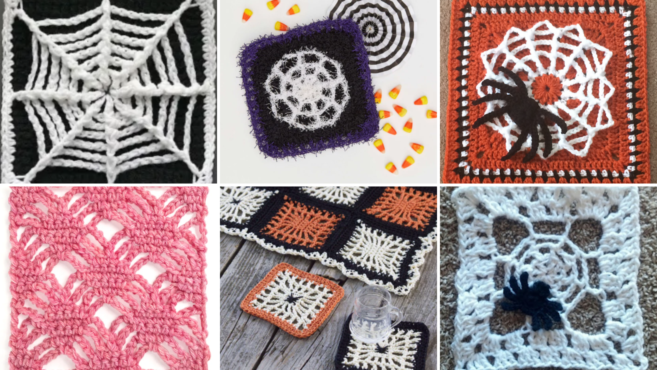 6 Spider Web Granny Squares